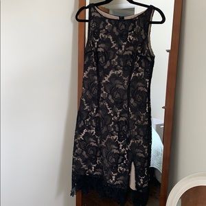 BB Dakota black lace and beige dress